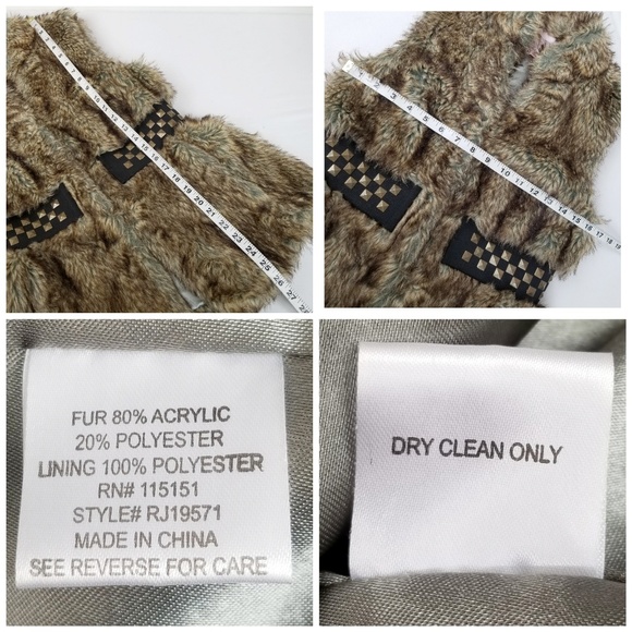 Romeo & Juliet Couture Faux Fur Vest Studded Small - Picture 5 of 5